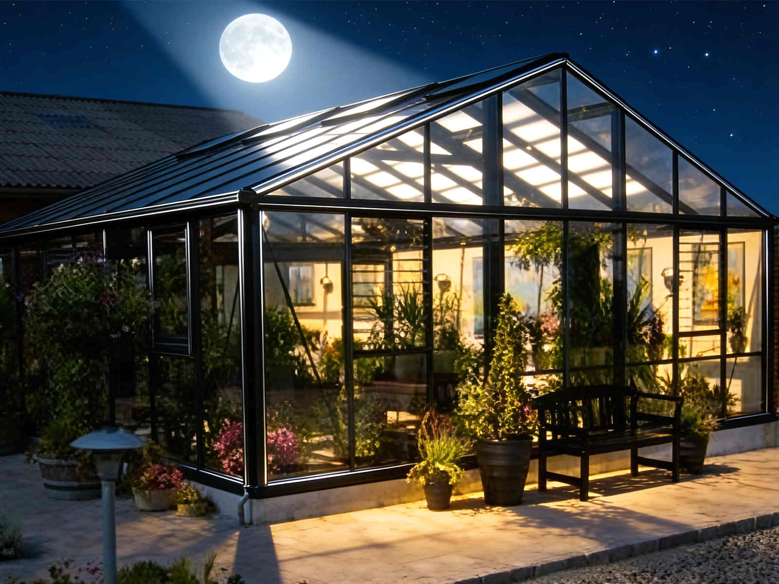 The Glass Greenhouse under the moonlight-2